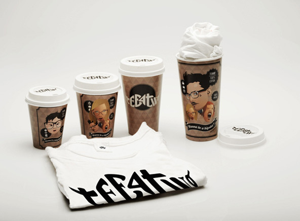 Coffee Cup T-shirt Packaging #packaging #design #tshirts