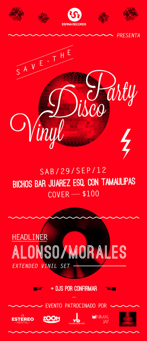 Vinil Disco Party Flyer #sonora #disco #rubick #mexico #flyer #70s #electronic #vinyl #poster #music #party