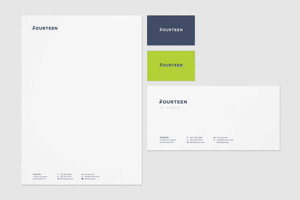 New Name, Logo, and Identity for Fourteen by Mash #letterhead #cards #business