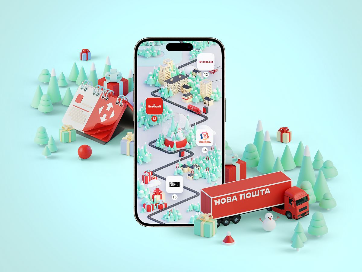 Case Study: Nova Post. UI Design and 3D for Interactive Christmas Advent Calendar