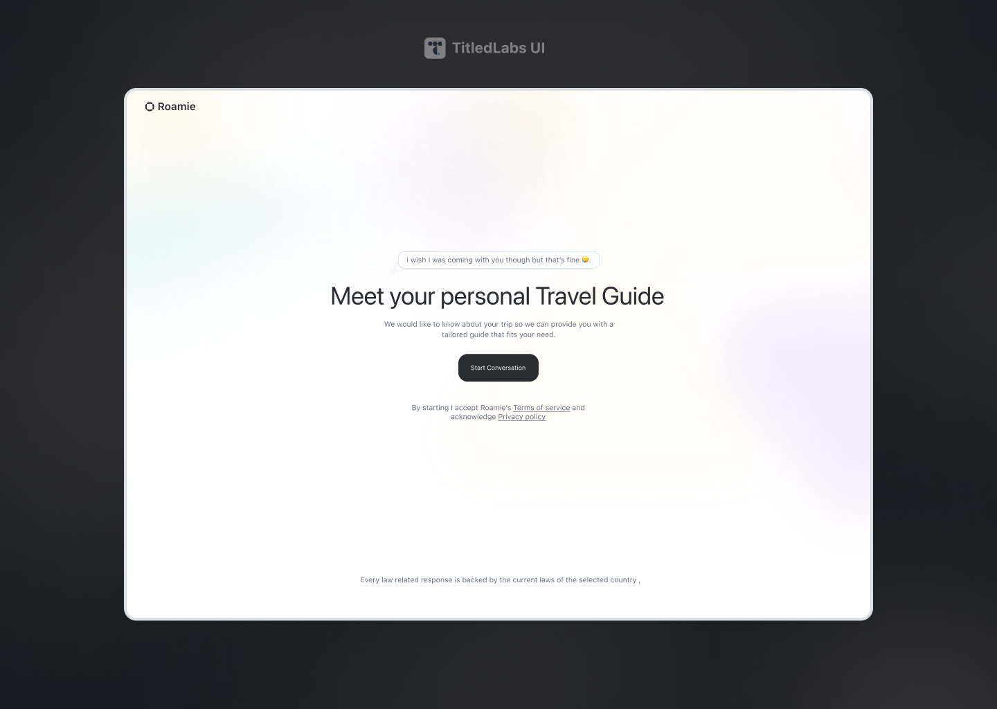 Travel AI Home page