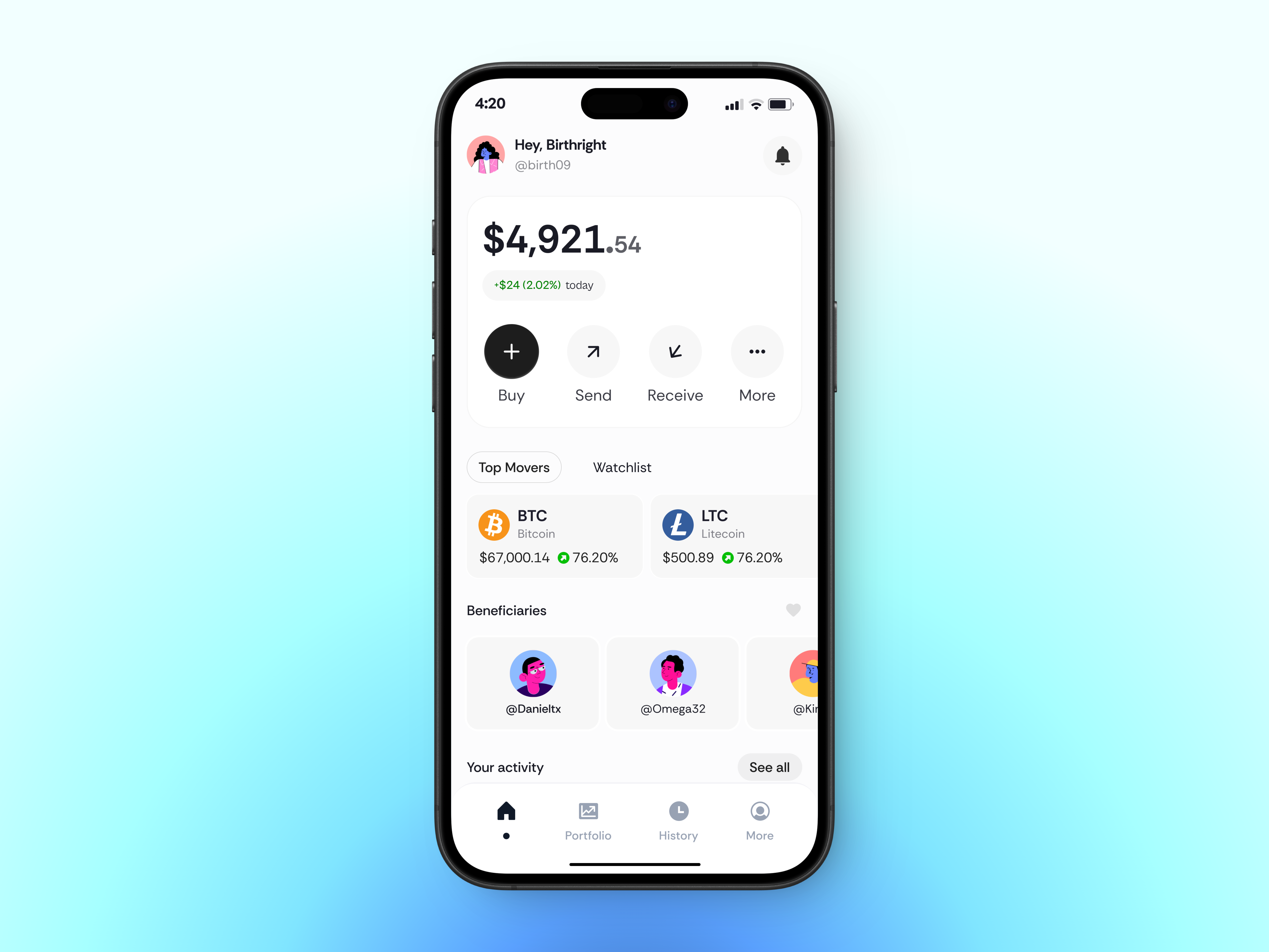 Crypto investment app | Home page