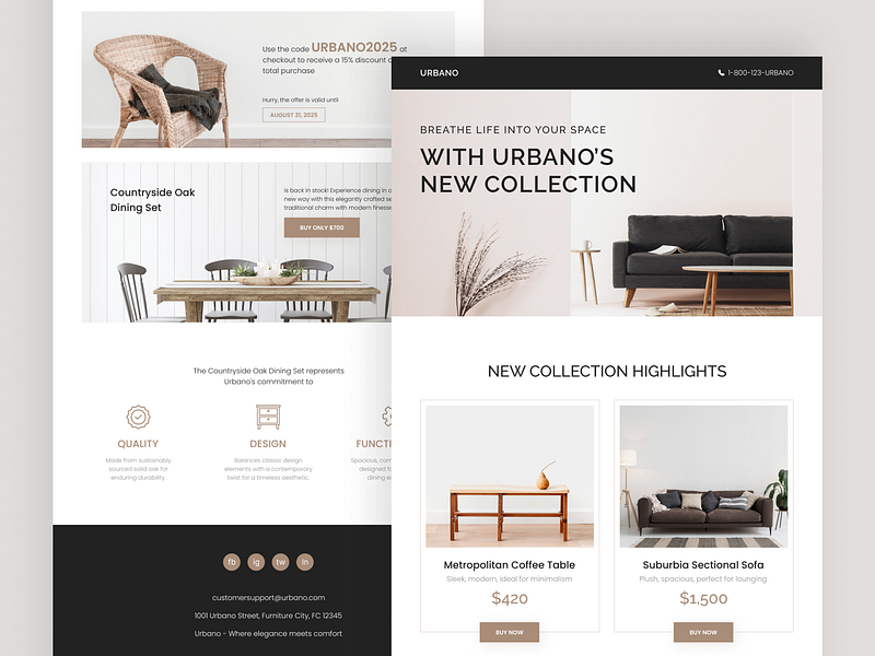 Urbano – Furniture Email Newsletter Figma